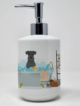 Load image into Gallery viewer, Black Miniature Schnauzer in Bathtub Ceramic Soap Dispenser