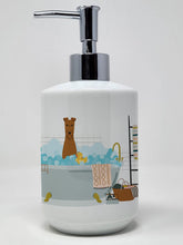 Load image into Gallery viewer, Irish Terrier in Bathtub Ceramic Soap Dispenser