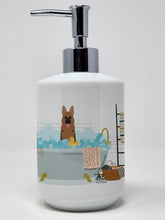 Load image into Gallery viewer, German Shepherd in Bathtub Ceramic Soap Dispenser