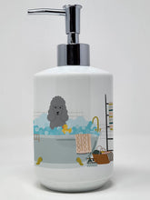 Load image into Gallery viewer, Silver Poodle in Bathtub Ceramic Soap Dispenser