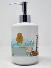 Load image into Gallery viewer, Tan Poodle in Bathtub Ceramic Soap Dispenser
