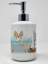 Load image into Gallery viewer, Sable White Papillon in Bathtub Ceramic Soap Dispenser