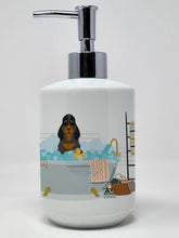 Load image into Gallery viewer, Black Tan Cocker Spaniel in Bathtub Ceramic Soap Dispenser