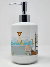 Load image into Gallery viewer, Whippet in Bathtub Ceramic Soap Dispenser