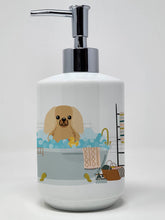 Load image into Gallery viewer, Fawn Sable Pekingese in Bathtub Ceramic Soap Dispenser