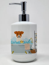 Load image into Gallery viewer, Jack Russell Terrier in Bathtub Ceramic Soap Dispenser