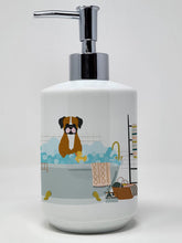 Load image into Gallery viewer, Flashy Fawn Boxer in Bathtub Ceramic Soap Dispenser