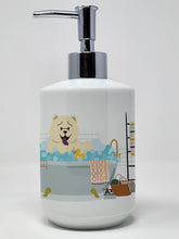 Load image into Gallery viewer, White Chow Chow in Bathtub Ceramic Soap Dispenser