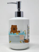 Load image into Gallery viewer, Red Chow Chow in Bathtub Ceramic Soap Dispenser