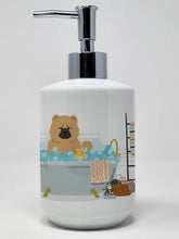 Load image into Gallery viewer, Cream Chow Chow in Bathtub Ceramic Soap Dispenser