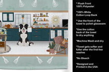 Load image into Gallery viewer, Black and White Border Collie in the Kitchen Kitchen Towel