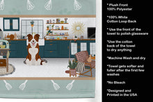 Load image into Gallery viewer, Red and White Border Collie in the Kitchen Kitchen Towel