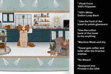 Load image into Gallery viewer, Longhaired Red and White Chihuahua in the Kitchen Kitchen Towel