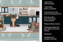 Load image into Gallery viewer, Longhaired Black and Tan Chihuahua in the Kitchen Kitchen Towel