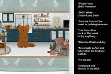 Load image into Gallery viewer, Longhaired Red Chihuahua in the Kitchen Kitchen Towel