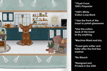 Load image into Gallery viewer, Chocolate and Tan Chihuahua in the Kitchen Kitchen Towel