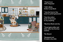Load image into Gallery viewer, Longhair Cream Dapple Dachshund in the Kitchen Kitchen Towel