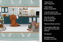 Load image into Gallery viewer, Longhair Red Dachshund in the Kitchen Kitchen Towel