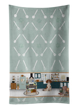 Load image into Gallery viewer, Red Piebald Dachshund in the Kitchen Kitchen Towel
