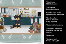 Load image into Gallery viewer, Wirehair Black and Cream Dachshund in the Kitchen Kitchen Towel