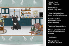 Load image into Gallery viewer, Black French Bulldog in the Kitchen Kitchen Towel