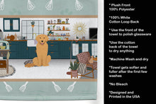 Load image into Gallery viewer, Gold Golden Retriever in the Kitchen Kitchen Towel