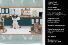 Load image into Gallery viewer, Black White Wirehair Jack Russell Terrier in the Kitchen Kitchen Towel