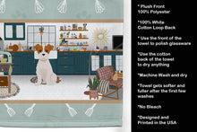 Load image into Gallery viewer, Brown White Wirehair Jack Russell Terrier in the Kitchen Kitchen Towel