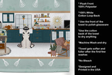 Load image into Gallery viewer, Black Siberian Husky in the Kitchen Kitchen Towel