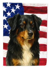 Load image into Gallery viewer, Black Australian Shepherd American Flag House Flag