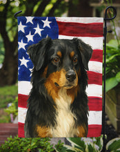 Load image into Gallery viewer, Black Australian Shepherd American Flag Garden Flag