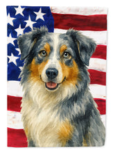 Load image into Gallery viewer, Blue Merle Australian Shepherd American Flag House Flag