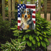 Load image into Gallery viewer, Blue Merle Australian Shepherd American Flag Garden Flag
