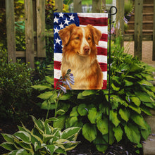 Load image into Gallery viewer, Red Merle Australian Shepherd American Flag Garden Flag