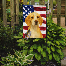 Load image into Gallery viewer, Lemon and White Beagle American Flag Garden Flag