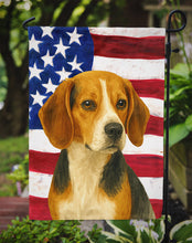 Load image into Gallery viewer, Tri-color Beagle American Flag Garden Flag