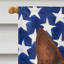 Load image into Gallery viewer, Seal and White Boston Terrier American Flag House Flag