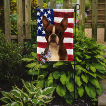 Load image into Gallery viewer, Seal and White Boston Terrier American Flag Garden Flag