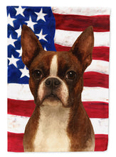Load image into Gallery viewer, Seal and White Boston Terrier American Flag Garden Flag