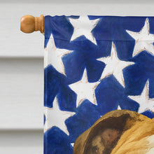 Load image into Gallery viewer, Brindle and White English Bulldog American Flag House Flag