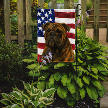 Load image into Gallery viewer, Brindle English Bulldog American Flag Garden Flag