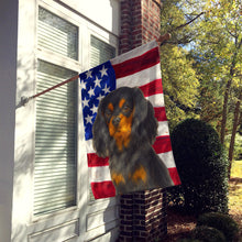 Load image into Gallery viewer, Black and Tan Cavalier Spaniel American Flag House Flag