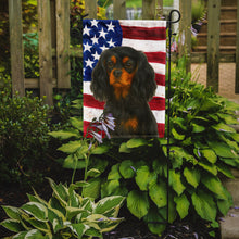 Load image into Gallery viewer, Black and Tan Cavalier Spaniel American Flag Garden Flag