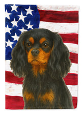 Load image into Gallery viewer, Black and Tan Cavalier Spaniel American Flag Garden Flag