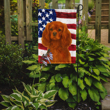 Load image into Gallery viewer, Ruby Cavalier Spaniel American Flag Garden Flag