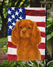 Load image into Gallery viewer, Ruby Cavalier Spaniel American Flag Garden Flag