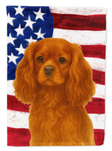 Load image into Gallery viewer, Ruby Cavalier Spaniel American Flag Garden Flag