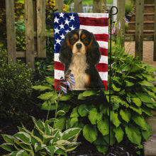 Load image into Gallery viewer, Tricolor Cavalier Spaniel American Flag Garden Flag