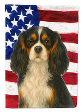 Load image into Gallery viewer, Tricolor Cavalier Spaniel American Flag Garden Flag