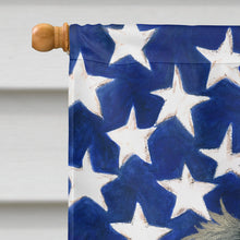 Load image into Gallery viewer, Longhaired Dapple Dachshund American Flag House Flag